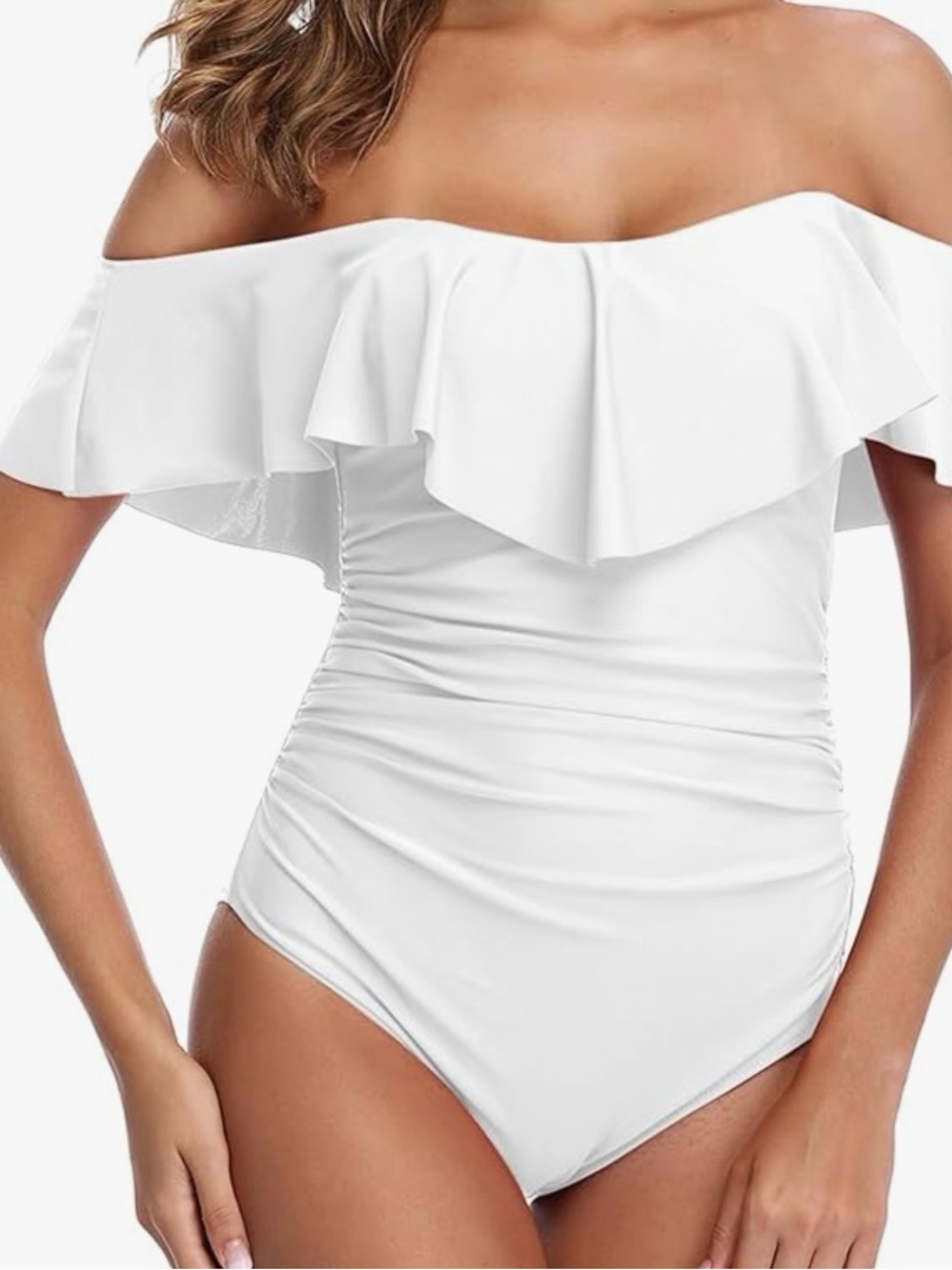 ePretty White Off-Shoulder One-Piece Swimsuit